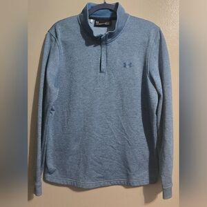 Under Armour Storm Sweater Fleece 1/4 Zip Men's Large Blue Loose ColdGear Golf